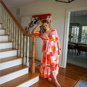 Petal & Pup Orange and Pink Maxi Dress